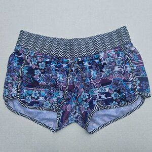 ATHLETA Lanai Floral Chevron Elastic Waist Shorts - Size 4 Unlined beach running